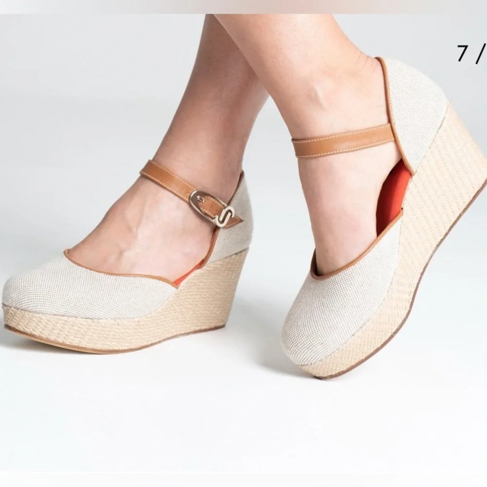 Julieta Barcelona Ona Espadrille Platform Sandals Tan Size 39 NWT